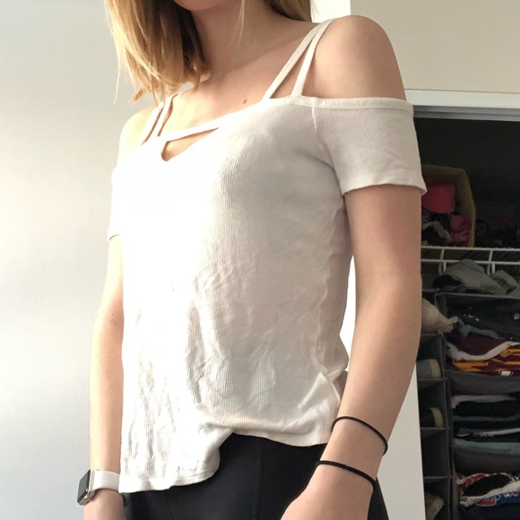 White Cold Shoulder Top - Picture 2 of 3